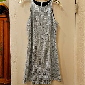 Silver sequin cocktail dress Vintage